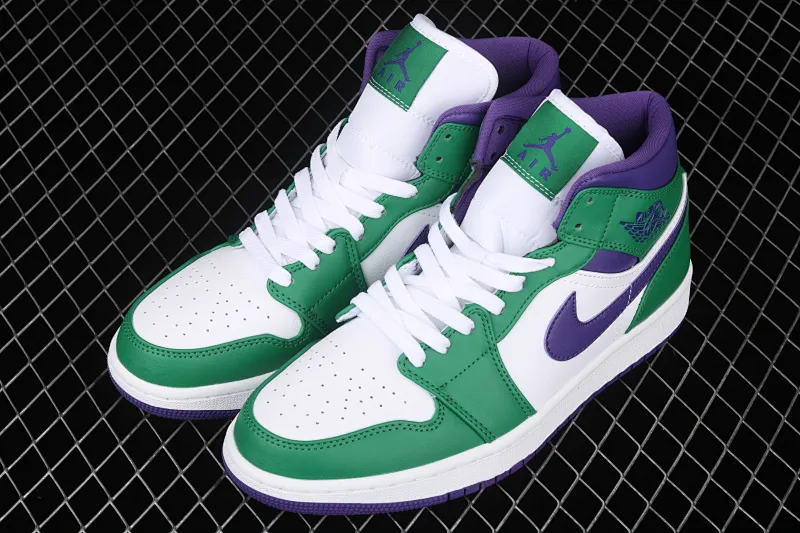 All Categories Air Jordan Jordan Series Basketball Shoes Air Jordan 1 Mid Air Jordan 1 Mid "Hulk" AJ1 Joe 1 Hulk White Purple Green Mid-top Classic Retro Cultural Leisure Sports Basketball Shoes 554724-300